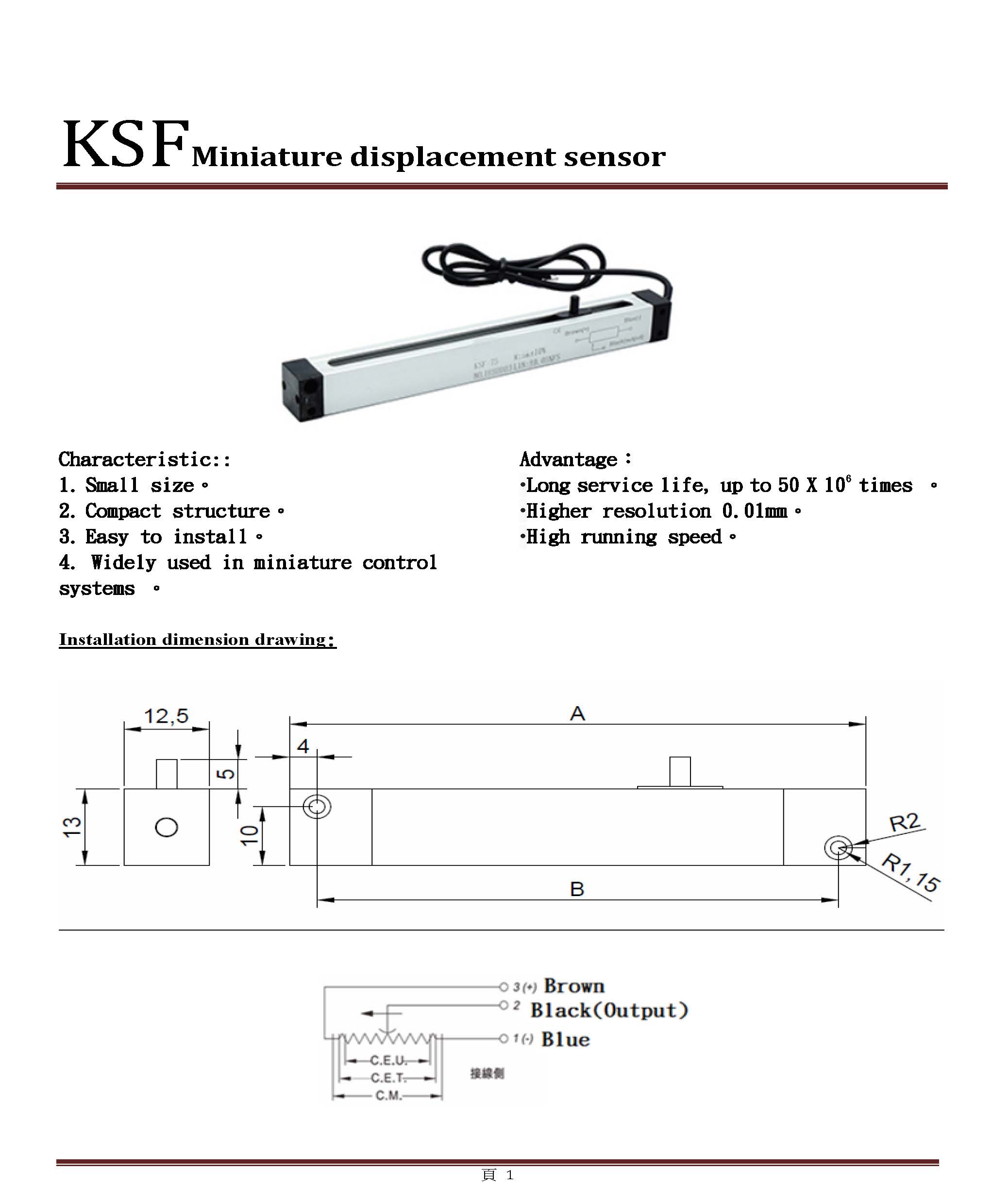 KSFMiniature displacement sensor
